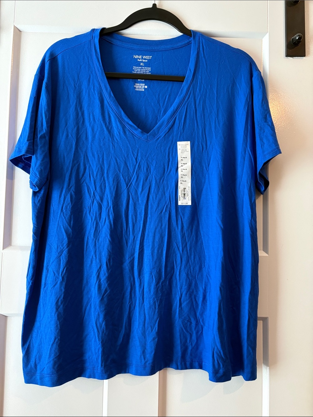Nine West Bright Blue V-Neck Short Sleeve Tee